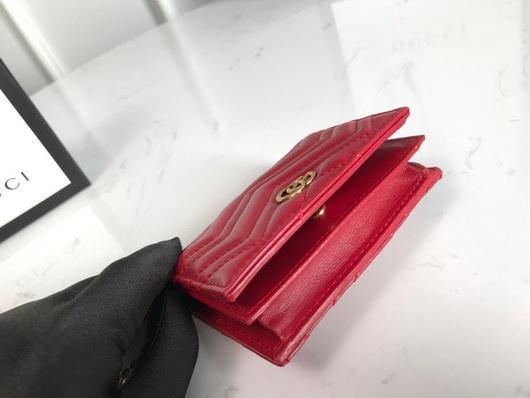 Gucci 625693 GG Marmont Card Case Wallet Red - luxibagsmall