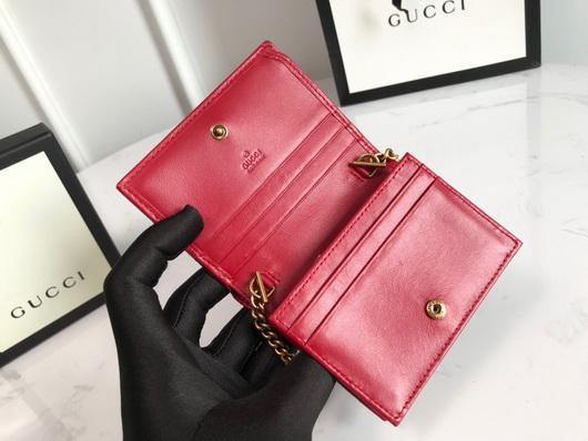 Gucci 625693 GG Marmont Card Case Wallet Red - luxibagsmall