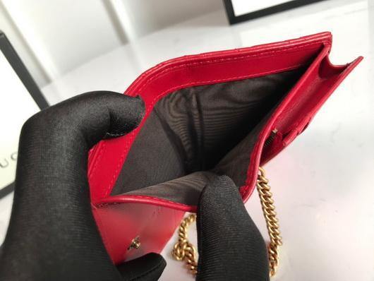 Gucci 625693 GG Marmont Card Case Wallet Red - luxibagsmall