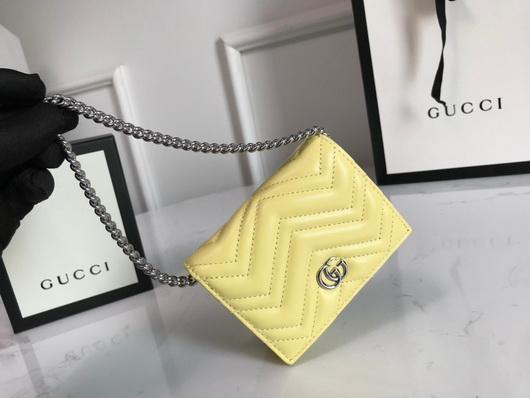 Gucci 625693 GG Marmont Card Case Wallet Yellow - luxibagsmall