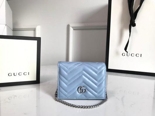 Gucci 625693 GG Marmont Card Case Wallet Blue - luxibagsmall