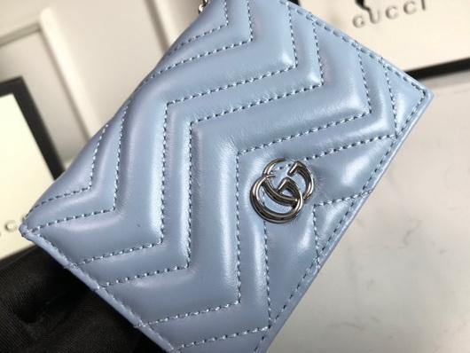 Gucci 625693 GG Marmont Card Case Wallet Blue - luxibagsmall