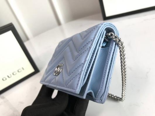 Gucci 625693 GG Marmont Card Case Wallet Blue - luxibagsmall