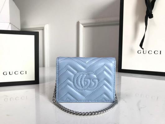 Gucci 625693 GG Marmont Card Case Wallet Blue - luxibagsmall