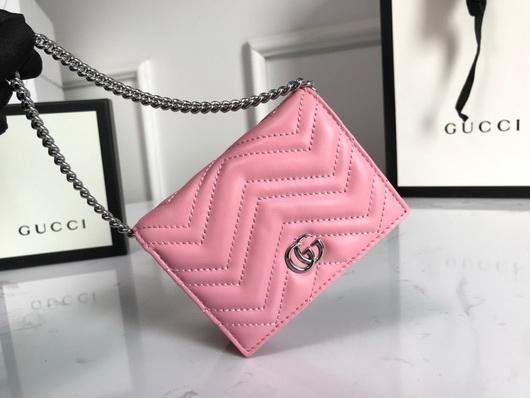 Gucci 625693 GG Marmont Card Case Wallet Pink - luxibagsmall