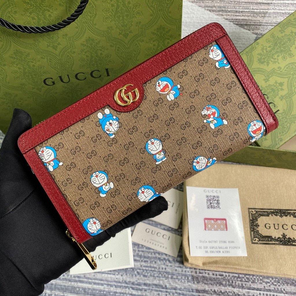 Gucci 647787 Doraemon x Gucci Zip Around Wallet Red - luxibagsmall