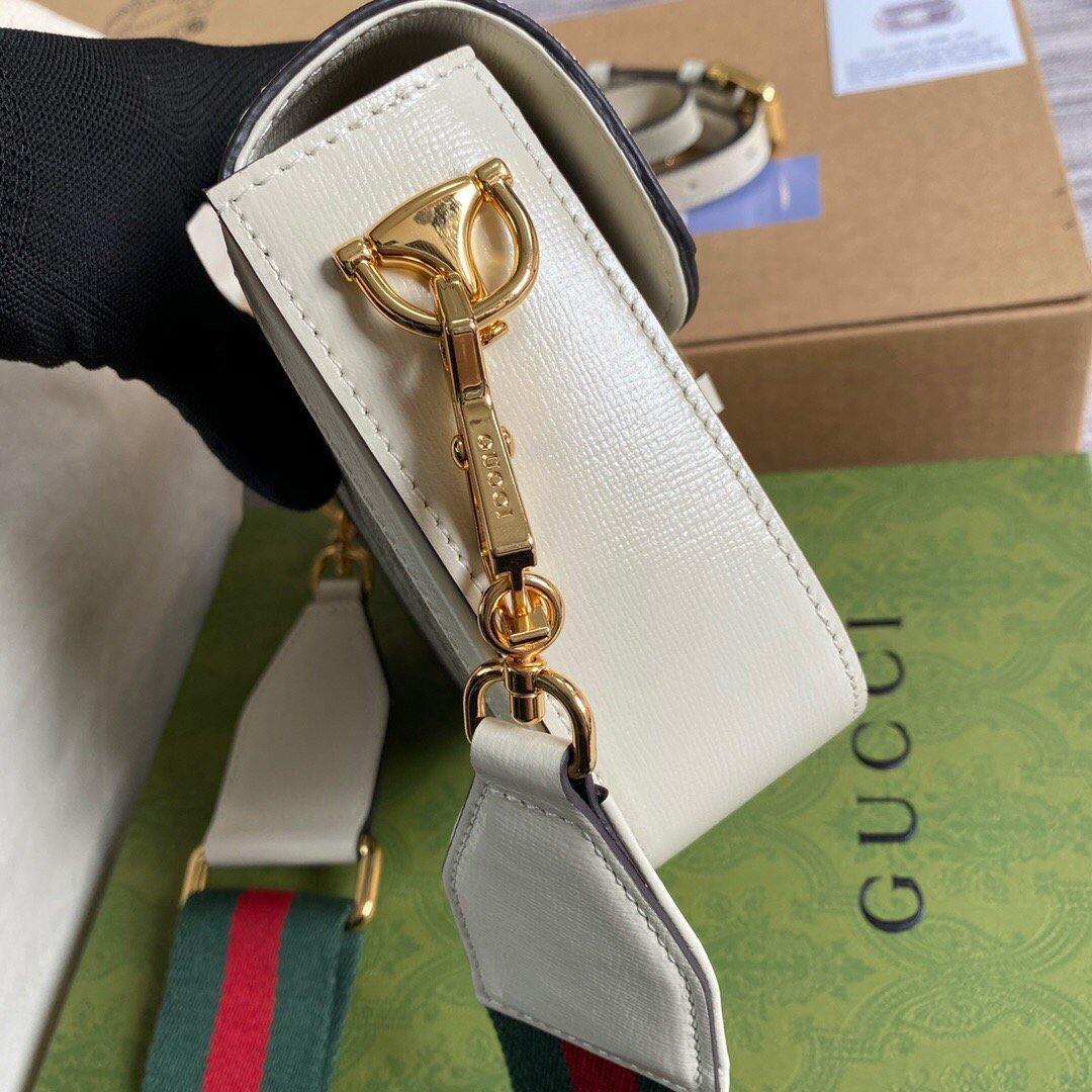 Gucci 658574 Gucci Horsebit 1955 Mini Bag White Gray - luxibagsmall