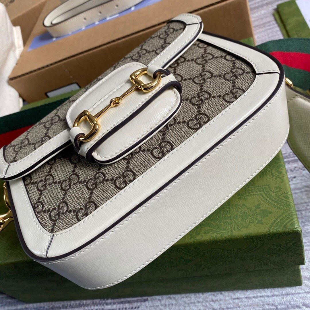 Gucci 658574 Gucci Horsebit 1955 Mini Bag White Gray - luxibagsmall