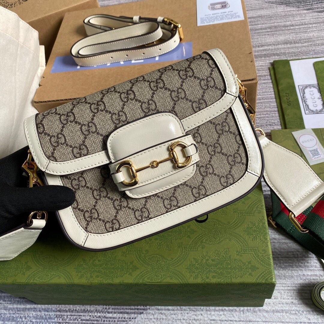 Gucci 658574 Gucci Horsebit 1955 Mini Bag White Gray - luxibagsmall