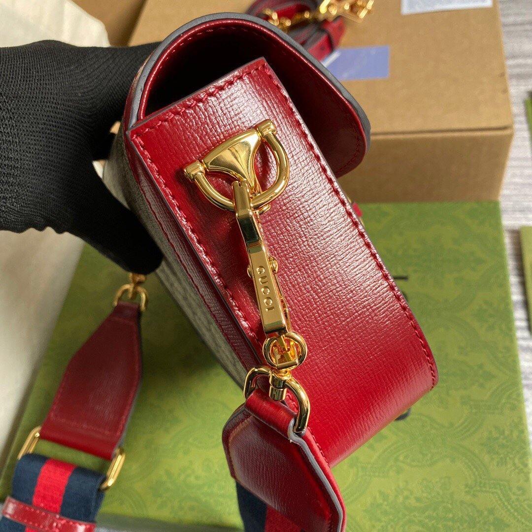 Gucci 658574 Gucci Horsebit 1955 Mini Bag Red - luxibagsmall