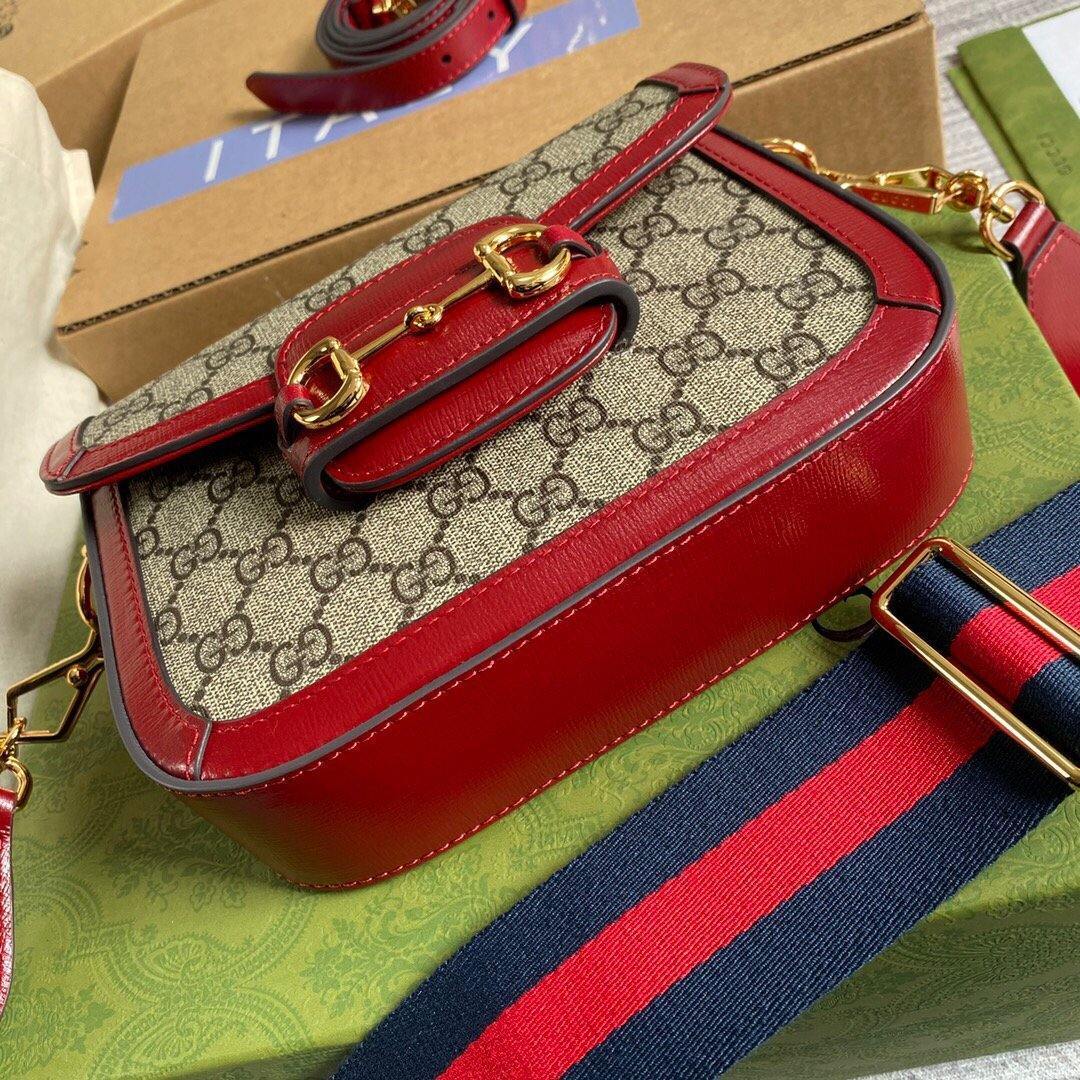 Gucci 658574 Gucci Horsebit 1955 Mini Bag Red - luxibagsmall