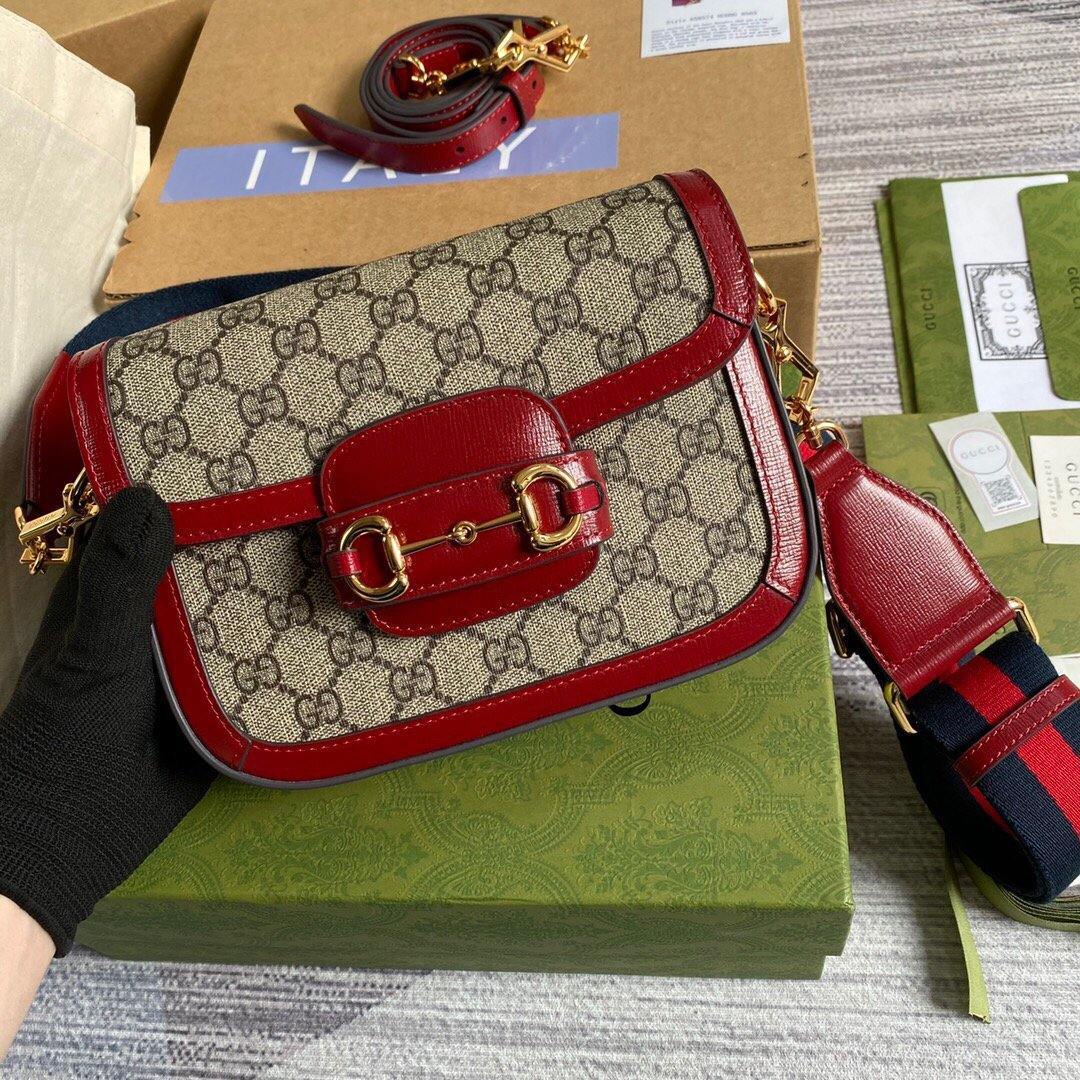 Gucci 658574 Gucci Horsebit 1955 Mini Bag Red - luxibagsmall