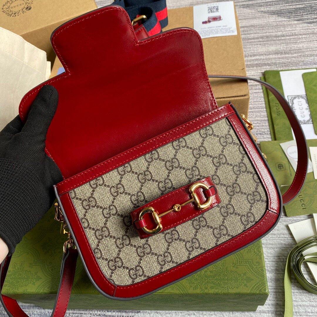 Gucci 658574 Gucci Horsebit 1955 Mini Bag Red - luxibagsmall