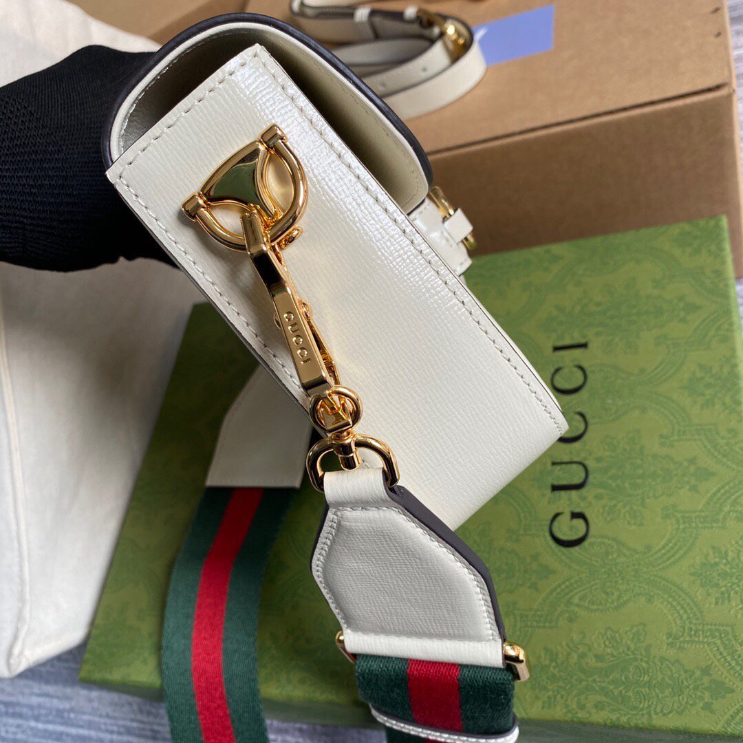 Gucci 658574 Gucci Horsebit 1955 Mini Bag White - luxibagsmall