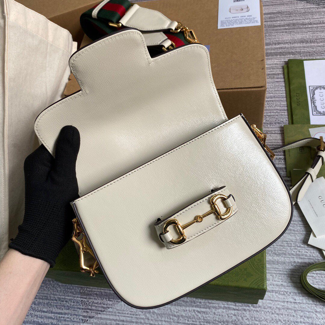 Gucci 658574 Gucci Horsebit 1955 Mini Bag White - luxibagsmall