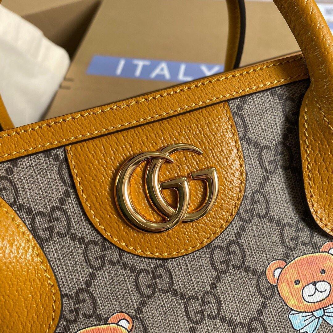 Gucci 660531 GG KAI Cooperation Teddy Bear Tote Bag Tan - luxibagsmall