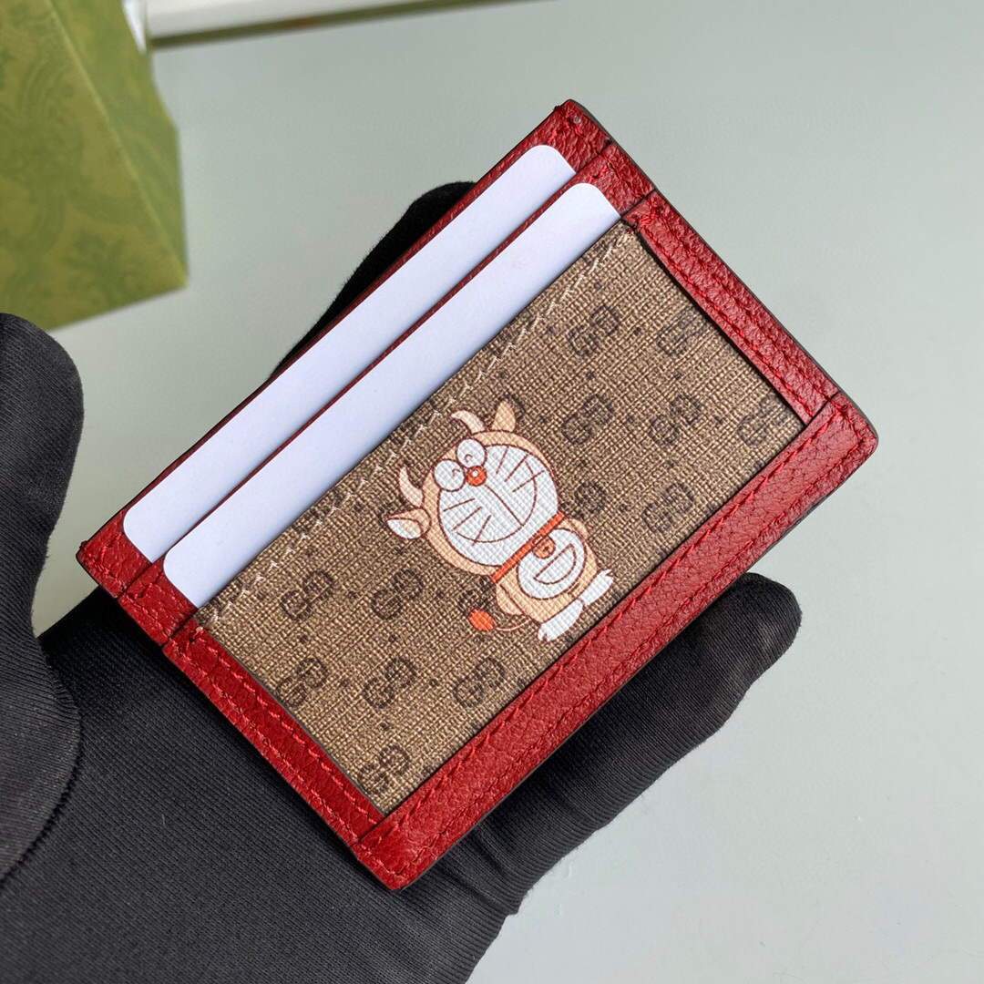 Gucci Card holders coin cases for women's Doraemon x Gucci card case 654539 Red - luxibagsmall
