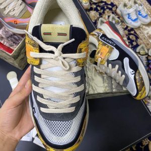 Gucci Men’s Ultrapace R Leather Sneaker 81112 Yellow and Black - luxibagsmall