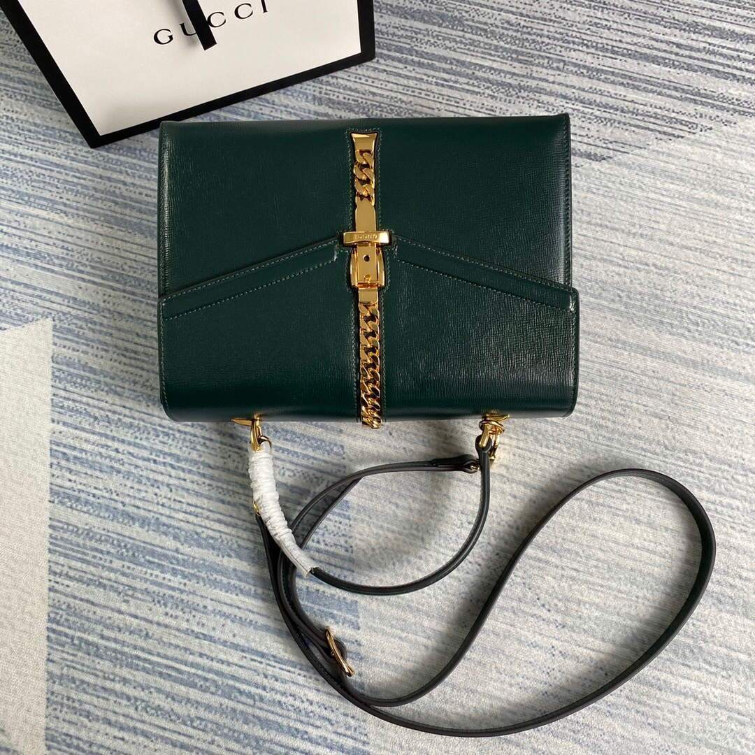 Gucci 602781 Sylvie 1969 Snakeskin Small Top Handle Bag Green - luxibagsmall