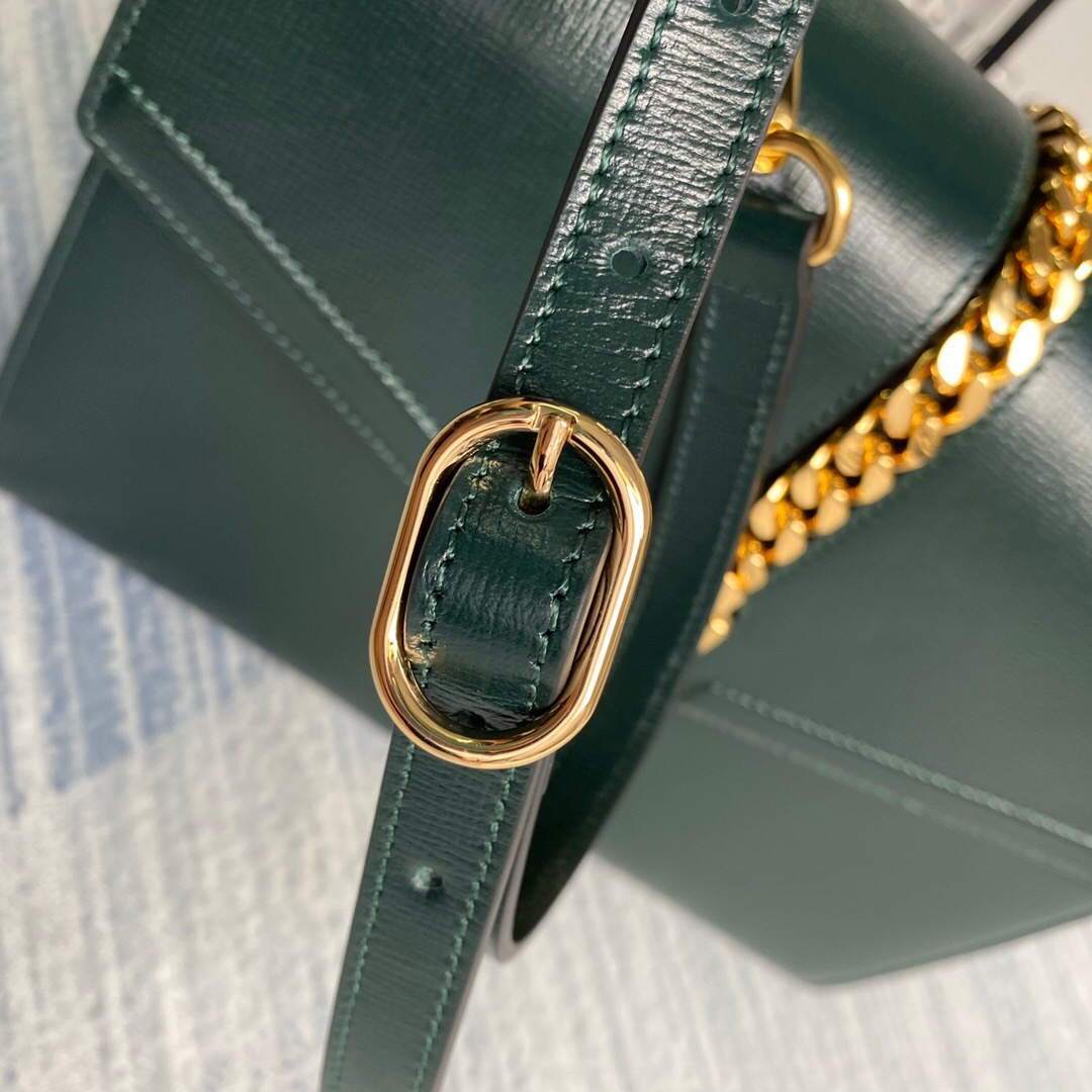 Gucci 602781 Sylvie 1969 Snakeskin Small Top Handle Bag Green - luxibagsmall