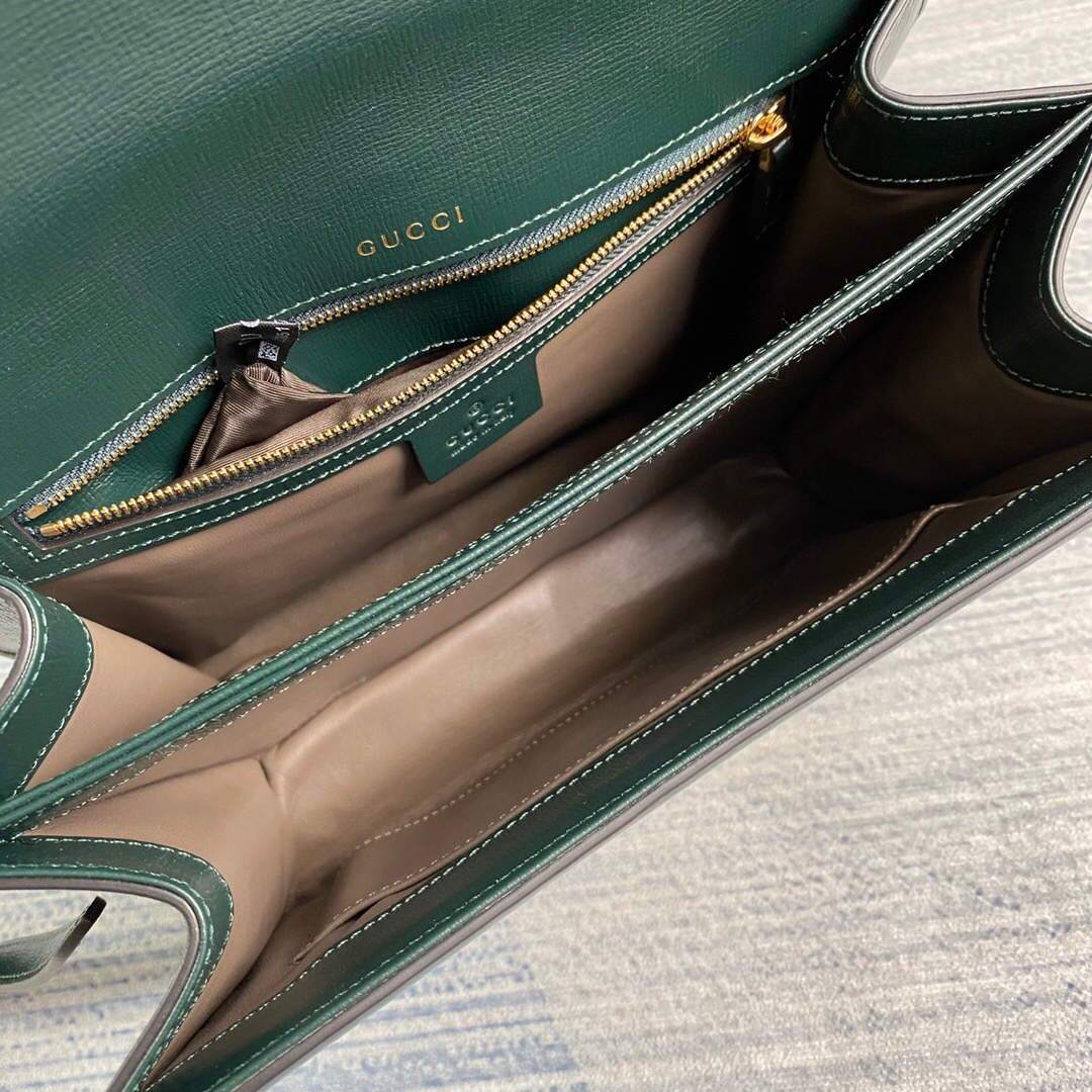 Gucci 602781 Sylvie 1969 Snakeskin Small Top Handle Bag Green - luxibagsmall