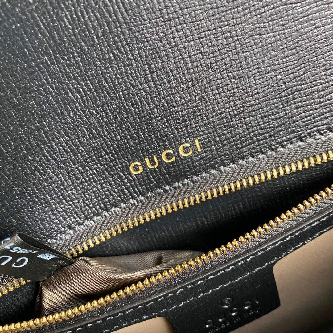 Gucci 602781 Sylvie 1969 Snakeskin Small Top Handle Bag Black - luxibagsmall