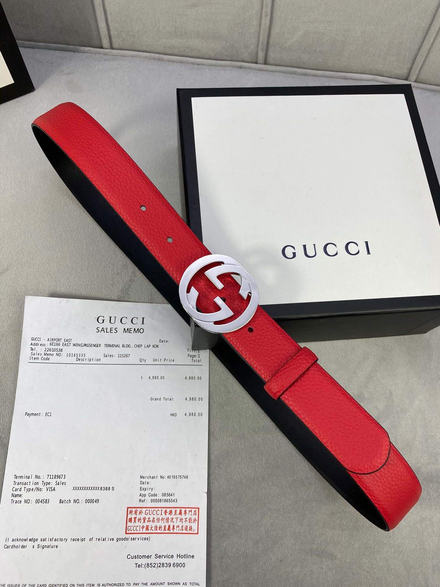 Gucci Women Men's Leather Belt with Double G Buckle 30MM 19014 Red - luxibagsmall