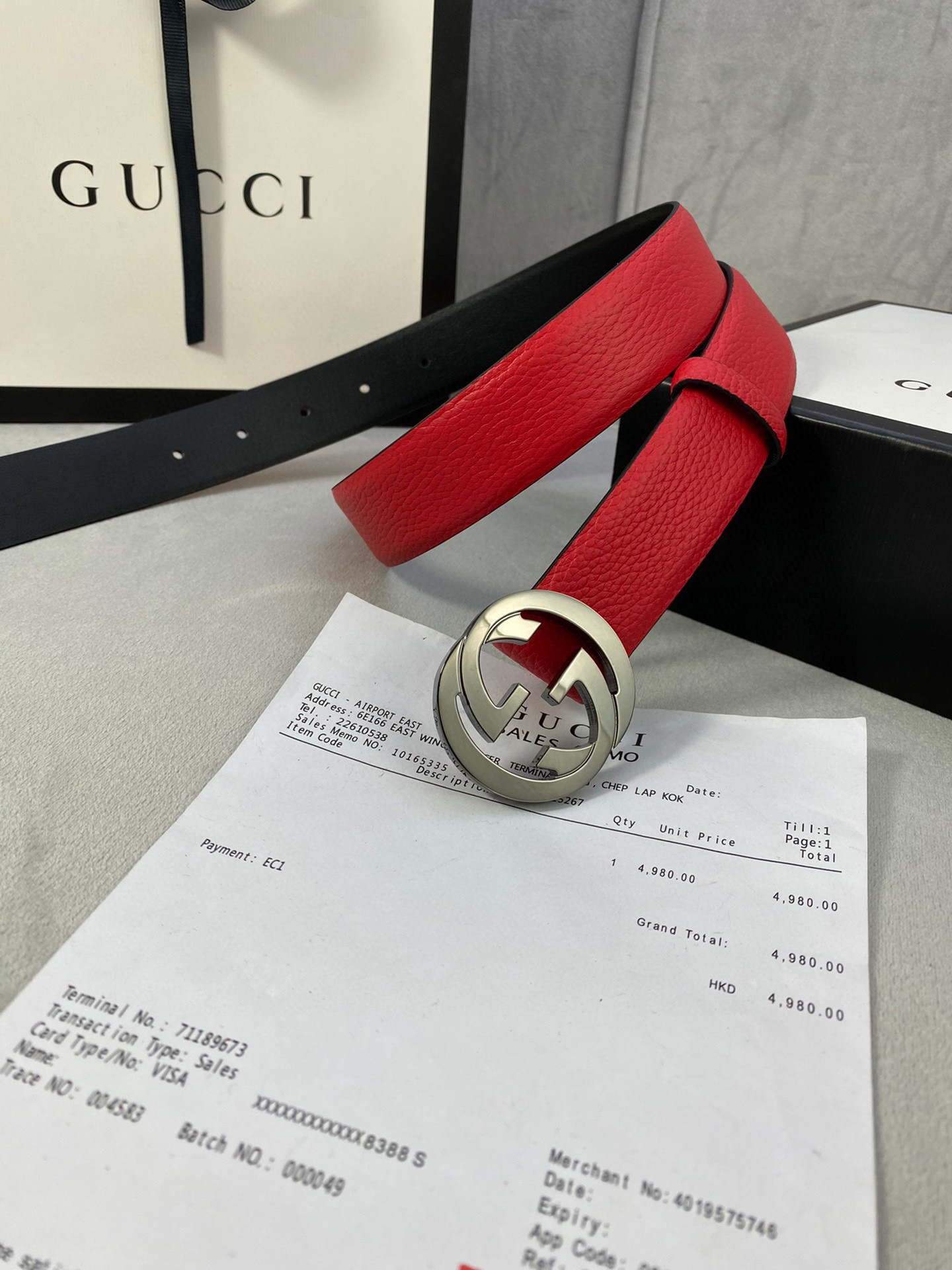 Gucci Women Men's Leather Belt with Double G Buckle 30MM 19014 Red - luxibagsmall