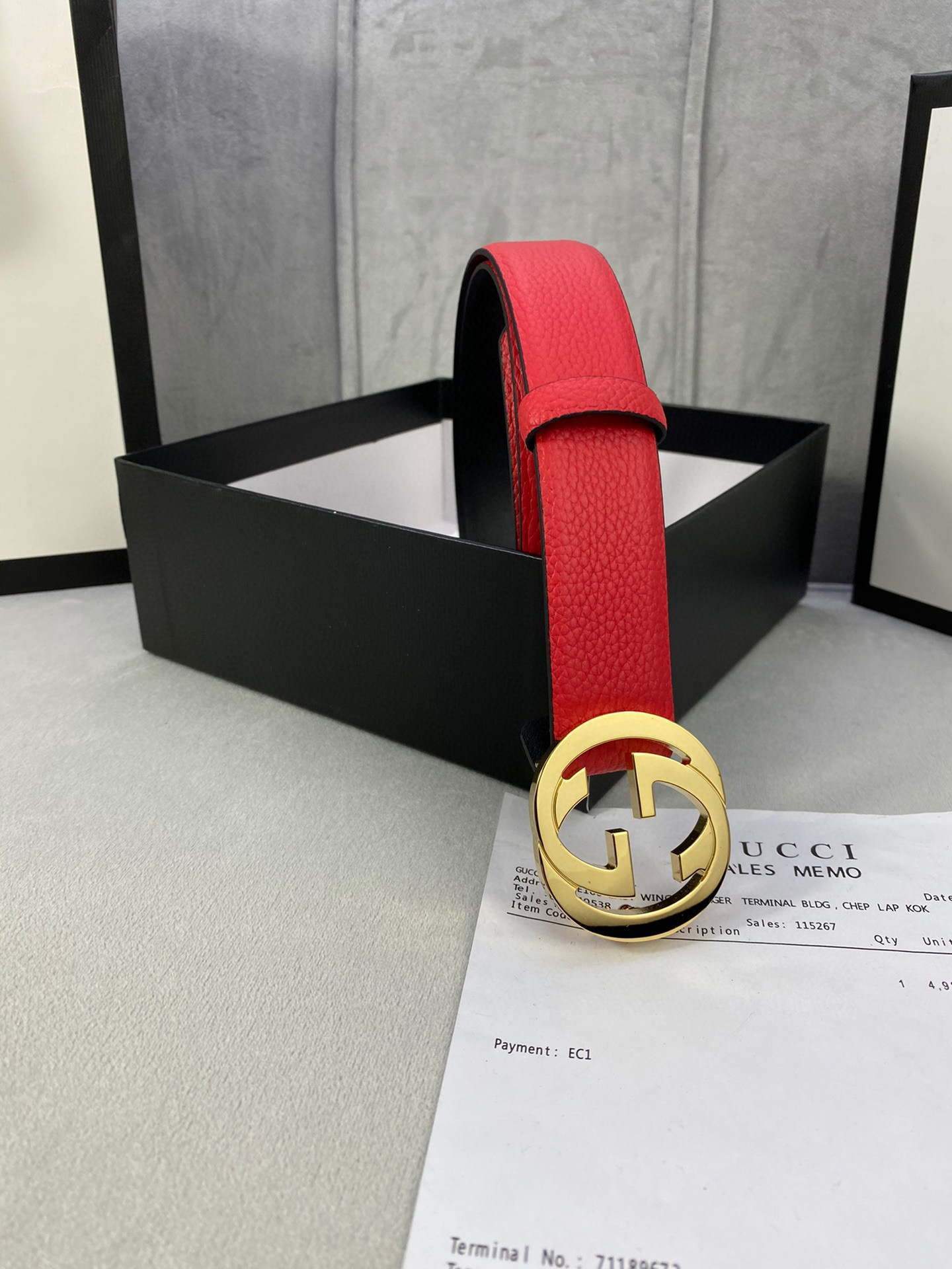 Gucci Women Men's Leather Belt with Double G Buckle 30MM 19014 Red - luxibagsmall