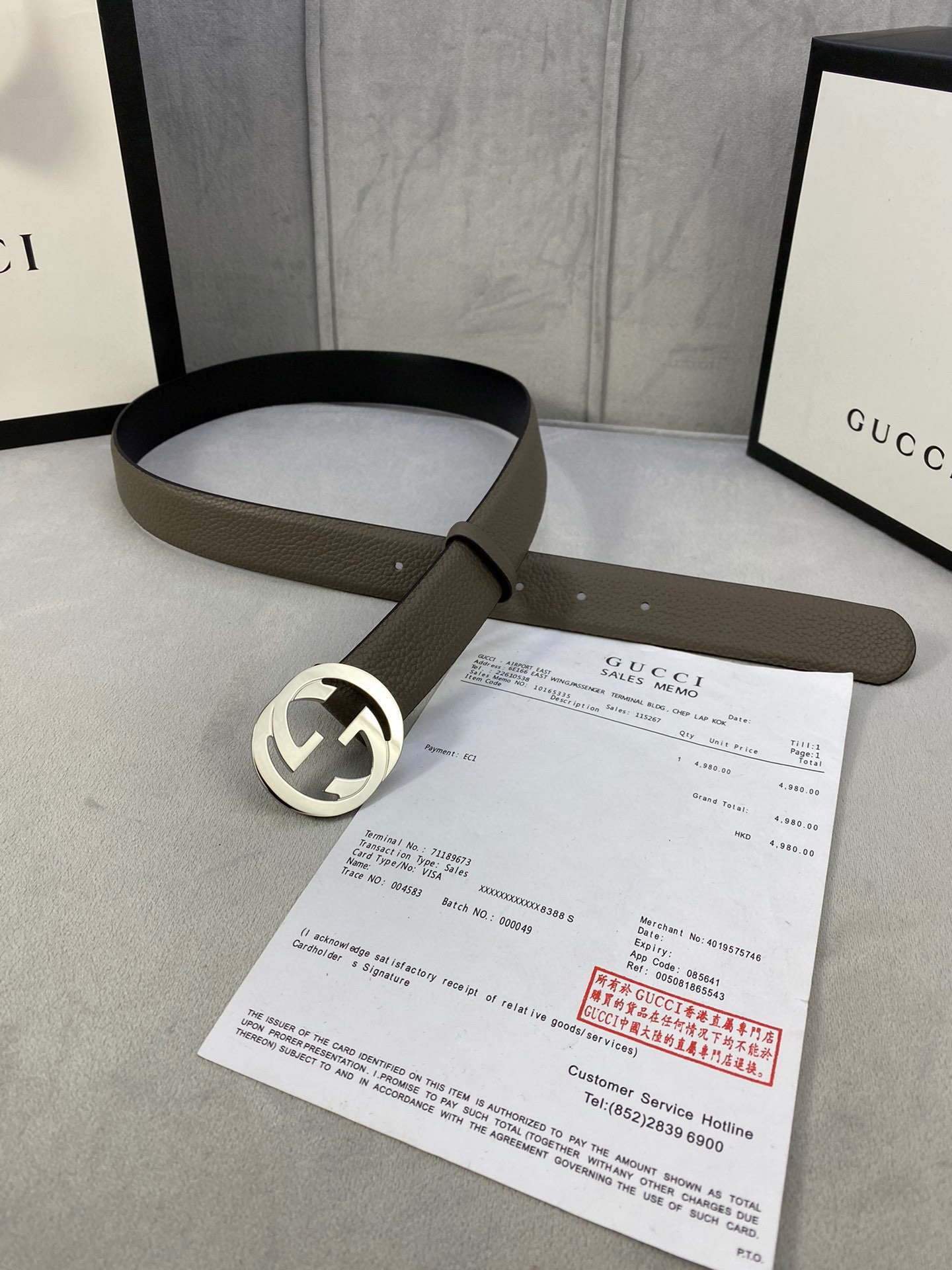 Gucci Women Men's Leather Belt with Double G Buckle 30MM 19015 Gray - luxibagsmall