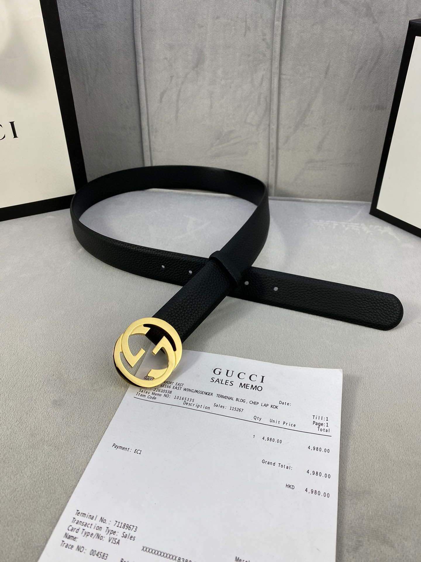 Gucci Women Men's Leather Belt with Double G Buckle 30MM 19017 Black - luxibagsmall