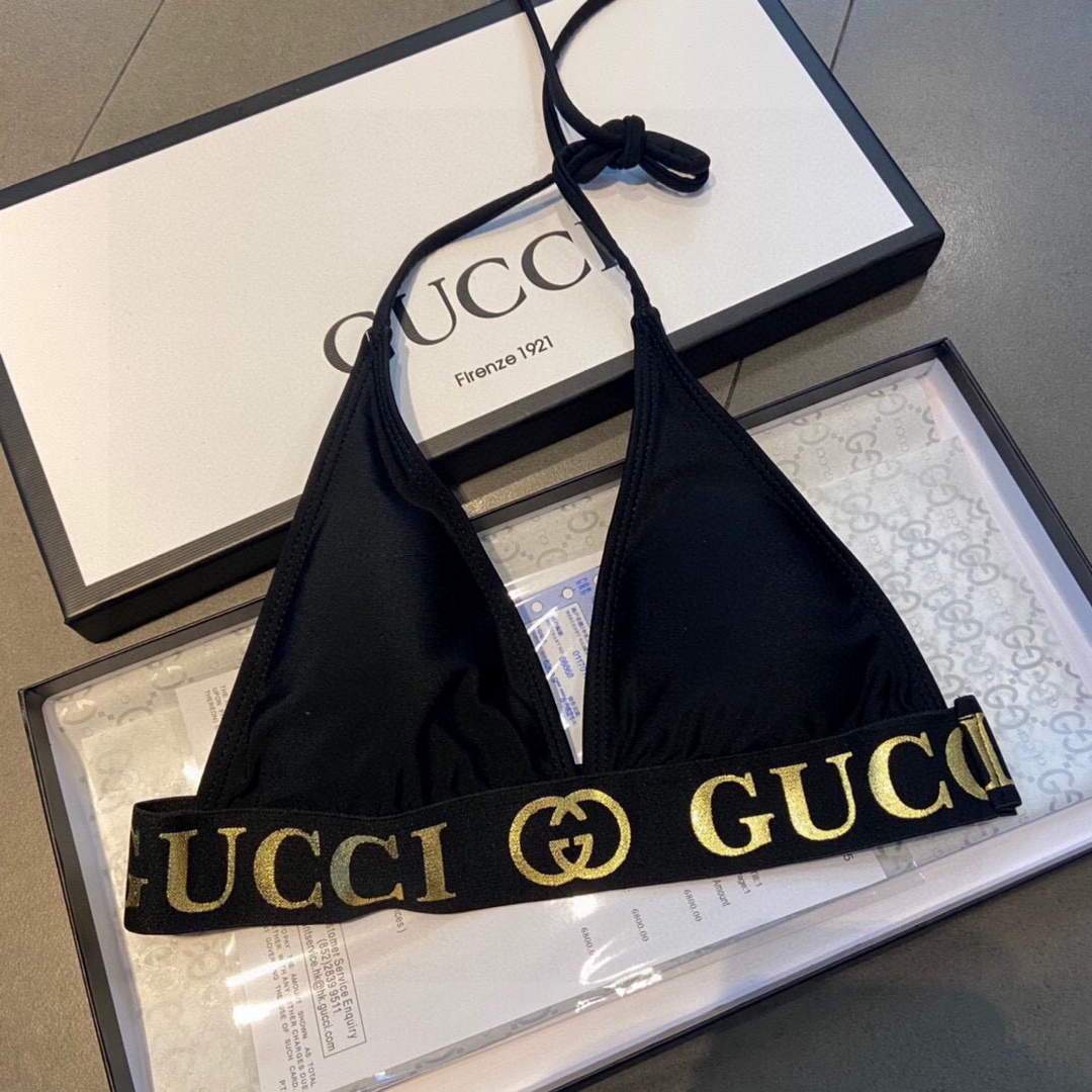 Gucci Women's Gucci Gucci New Black Sexy Bikini 2021 Solid Swimwear 2-piece 670082 - luxibagsmall