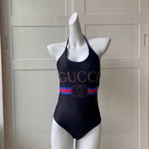 Gucci Women's Sparkling swimsuit with Gucci logo 501899 Black - luxibagsmall