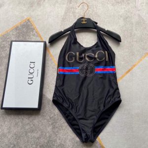 Gucci Women's Sparkling swimsuit with Gucci logo 501899 Black - luxibagsmall