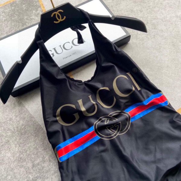 Gucci Women's Sparkling swimsuit with Gucci logo 501899 Black - luxibagsmall