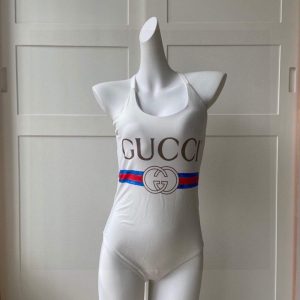 Gucci Women's Sparkling swimsuit with Gucci logo 501899 Beige - luxibagsmall