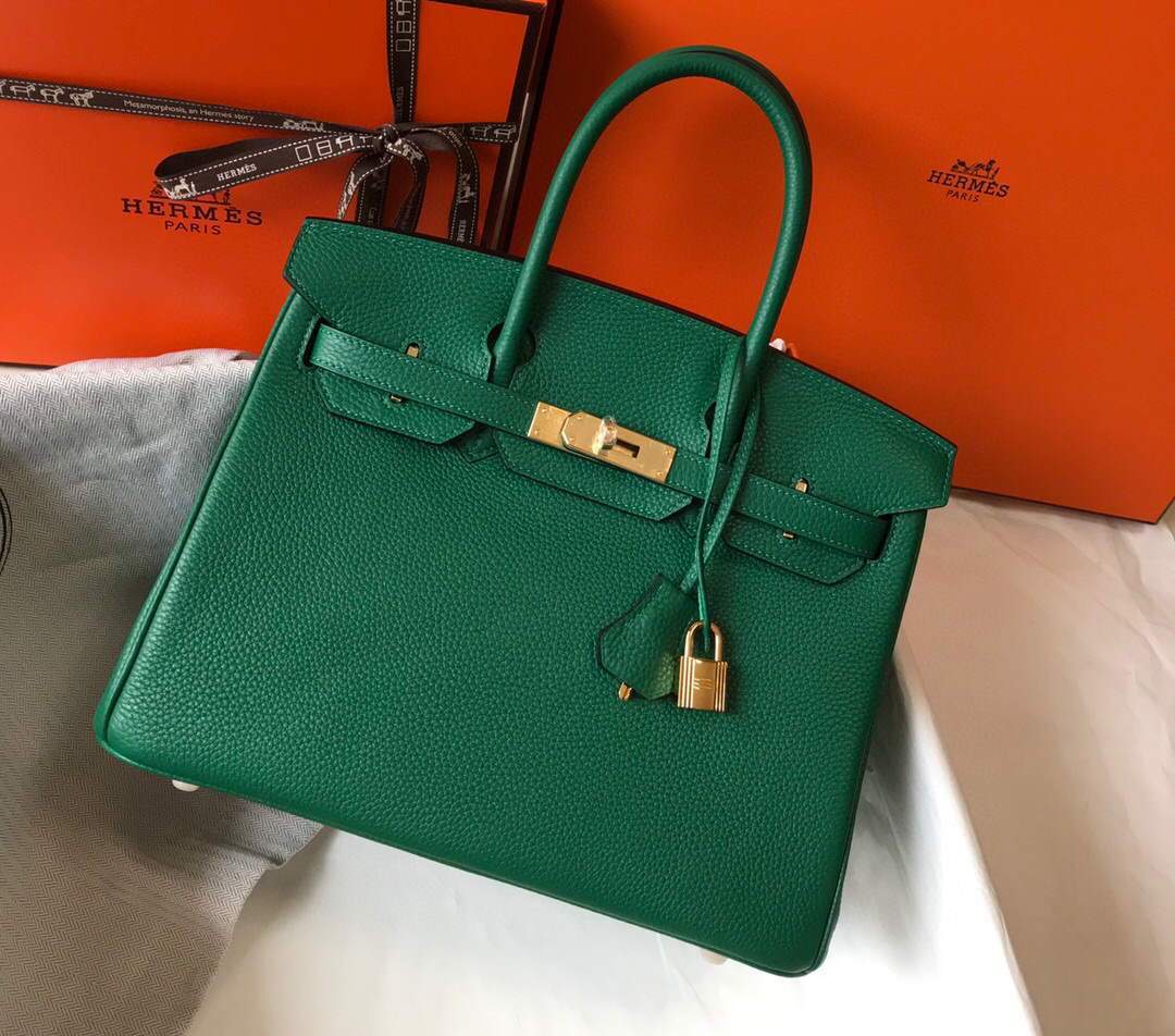 Hermes Birkin Designer Tote Bag Togo Leather 28339 Green - luxibagsmall