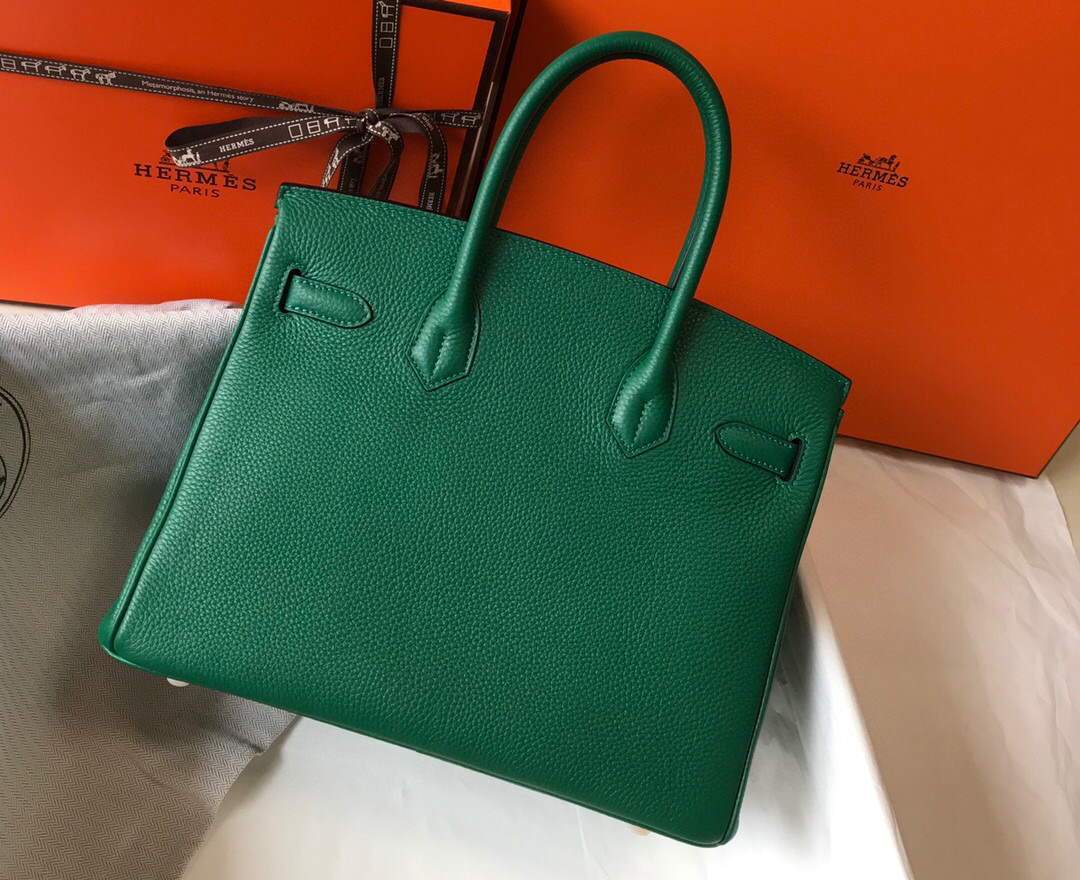 Hermes Birkin Designer Tote Bag Togo Leather 28339 Green - luxibagsmall