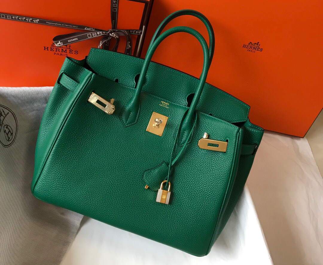 Hermes Birkin Designer Tote Bag Togo Leather 28339 Green - luxibagsmall