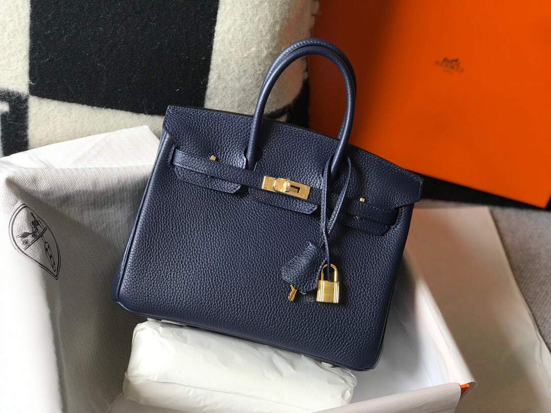 Hermes Birkin Designer Tote Bag Togo Leather 28341 Dark Blue - luxibagsmall