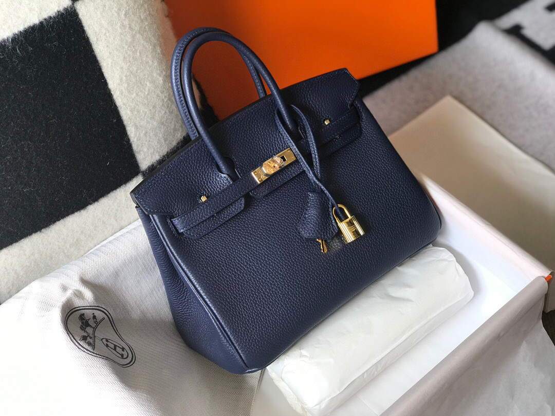 Hermes Birkin Designer Tote Bag Togo Leather 28341 Dark Blue - luxibagsmall