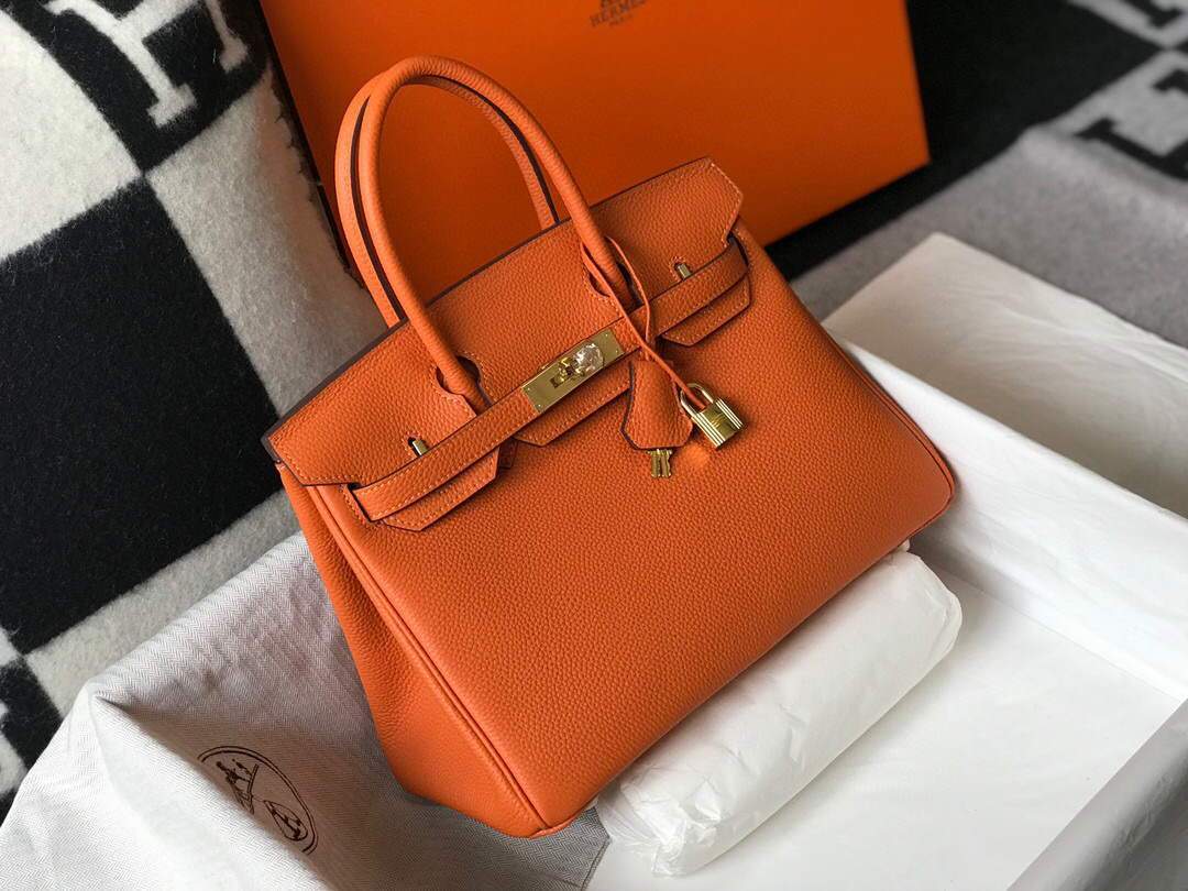 Hermes Birkin Designer Tote Bag Togo Leather 28342 Orange - luxibagsmall