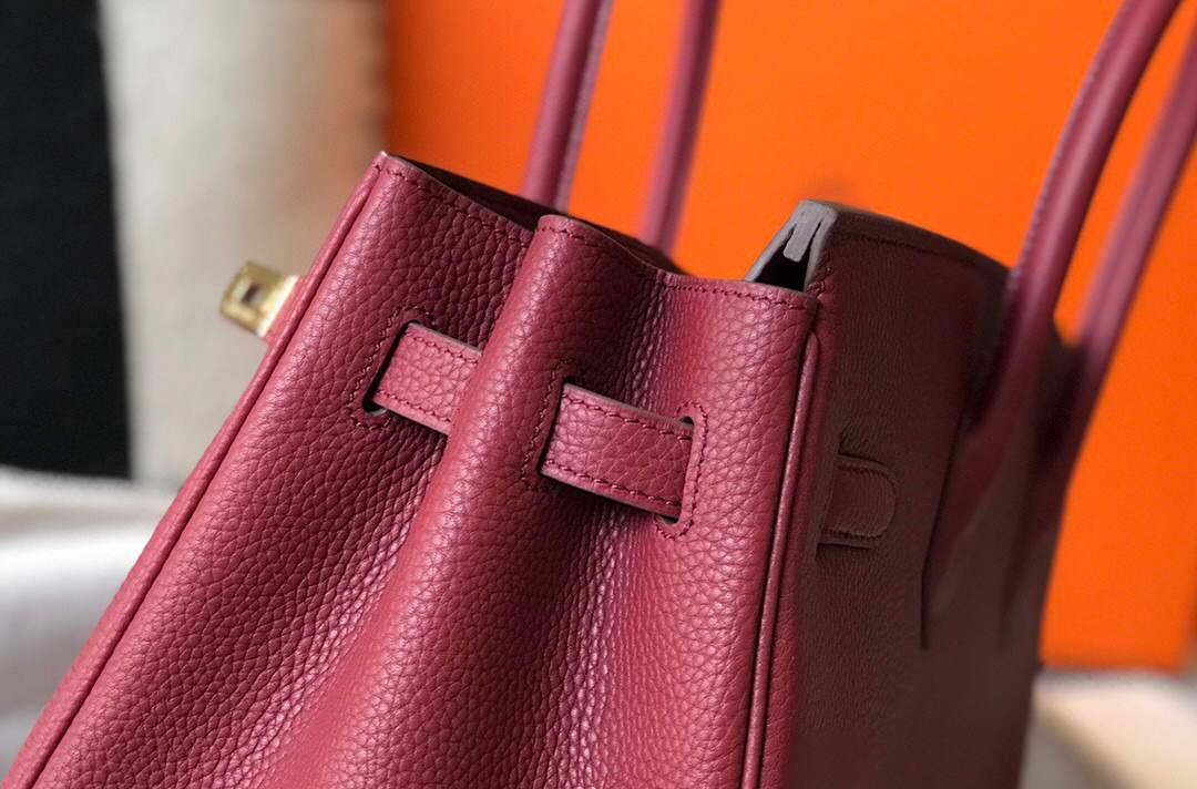 Hermes Birkin Designer Tote Bag Togo Leather 28343 Wine Red - luxibagsmall