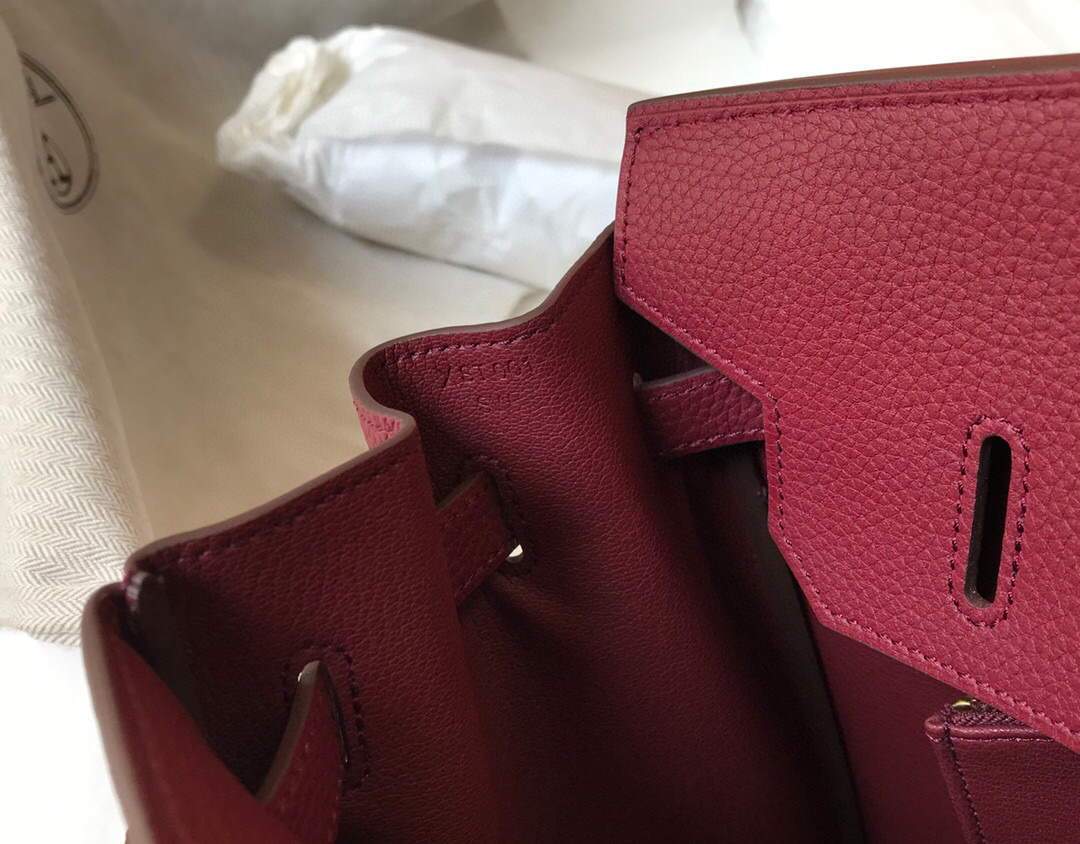 Hermes Birkin Designer Tote Bag Togo Leather 28343 Wine Red - luxibagsmall