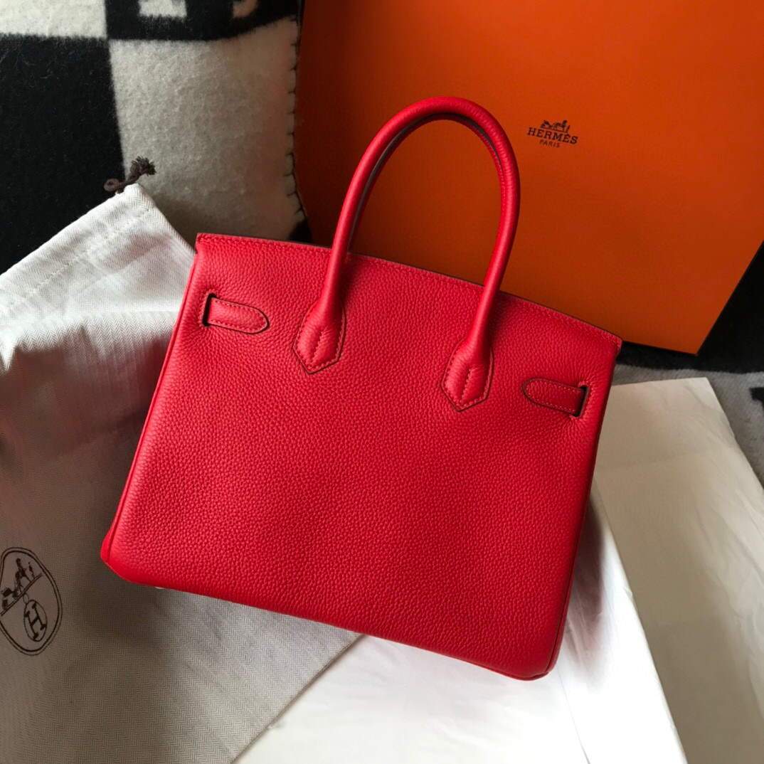 Hermes Birkin Designer Tote Bag Togo Leather 28344 Red - luxibagsmall