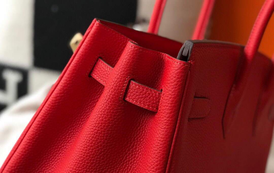 Hermes Birkin Designer Tote Bag Togo Leather 28344 Red - luxibagsmall