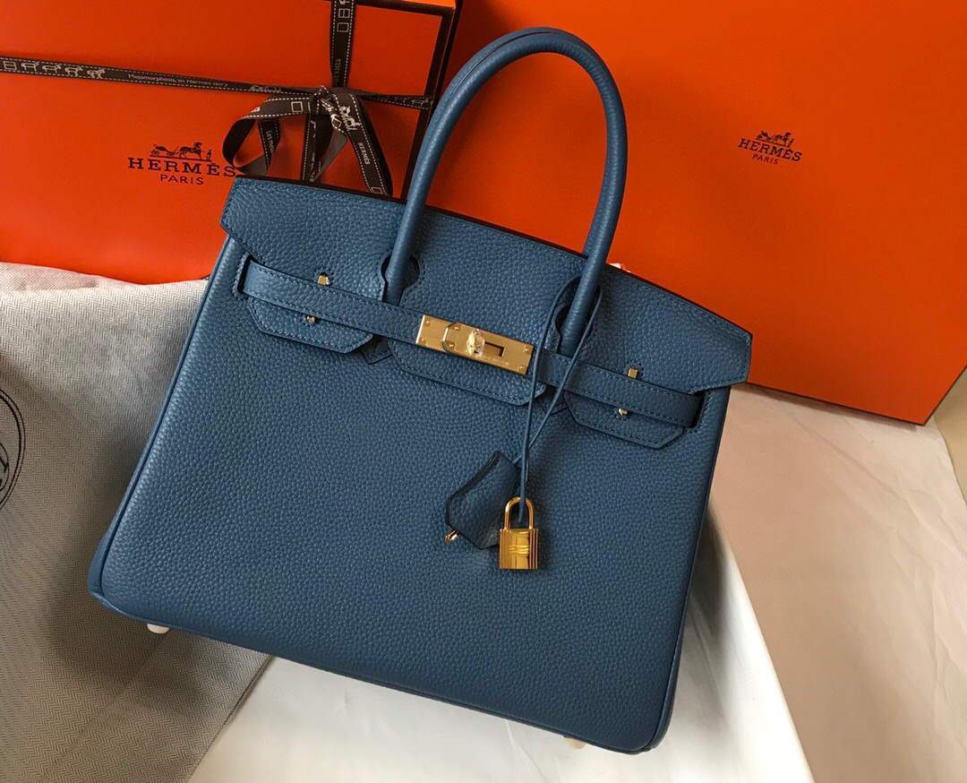 Hermes Birkin Designer Tote Bag Togo Leather 28345 Navy Blue - luxibagsmall