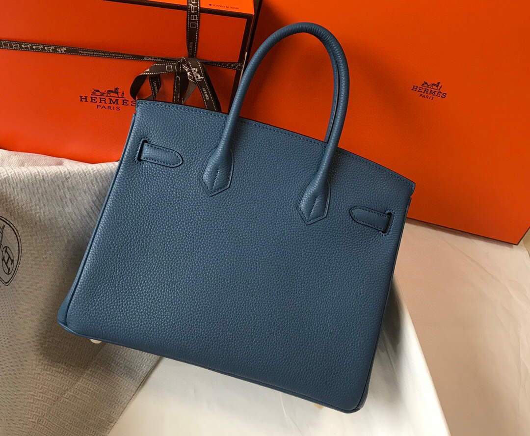 Hermes Birkin Designer Tote Bag Togo Leather 28345 Navy Blue - luxibagsmall