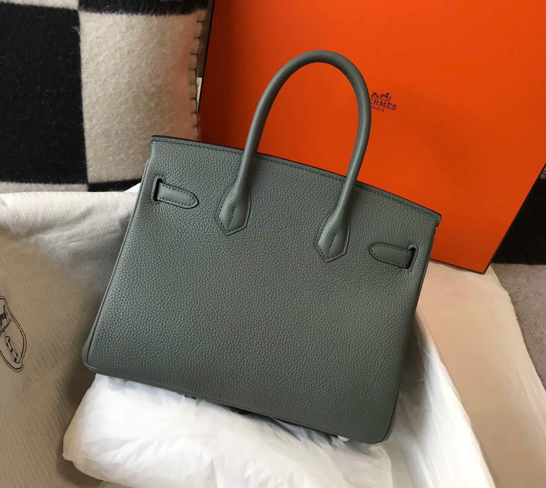 Hermes Birkin Designer Tote Bag Togo Leather 28346 Almond Green - luxibagsmall