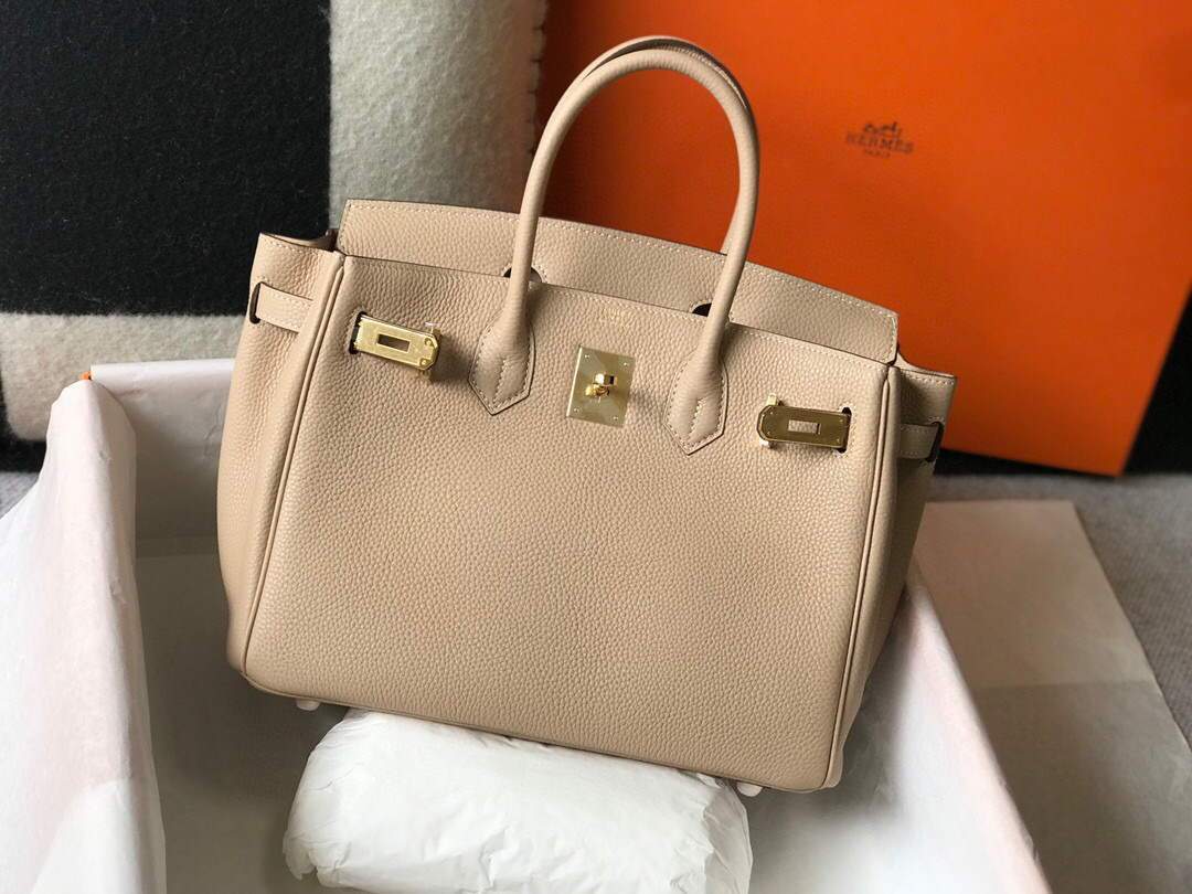 Hermes Birkin Designer Tote Bag Togo Leather 28347 Apricot - luxibagsmall